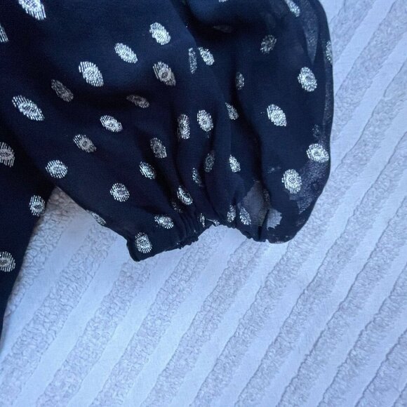 Nanette By Nanette Lepore Womens XL Metallic Polka Dot 3/4 Sleeve Blouse Navy - Picture 4 of 9
